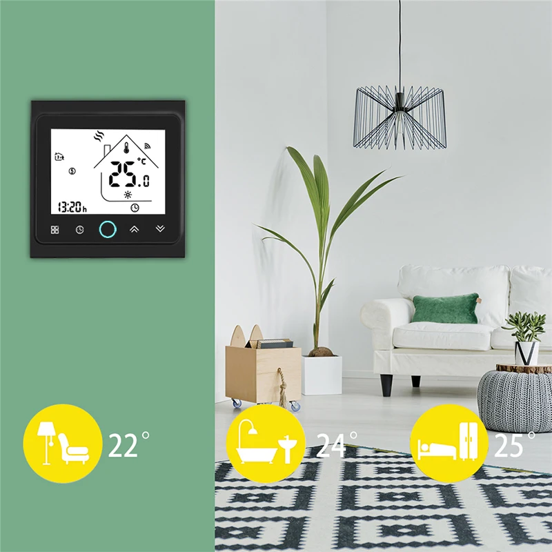 WiFi Central Air Conditioner Thermostat Temperature Controller Fan Coil Unit Work with Alexa Google Home Smart Home 2 Pipe