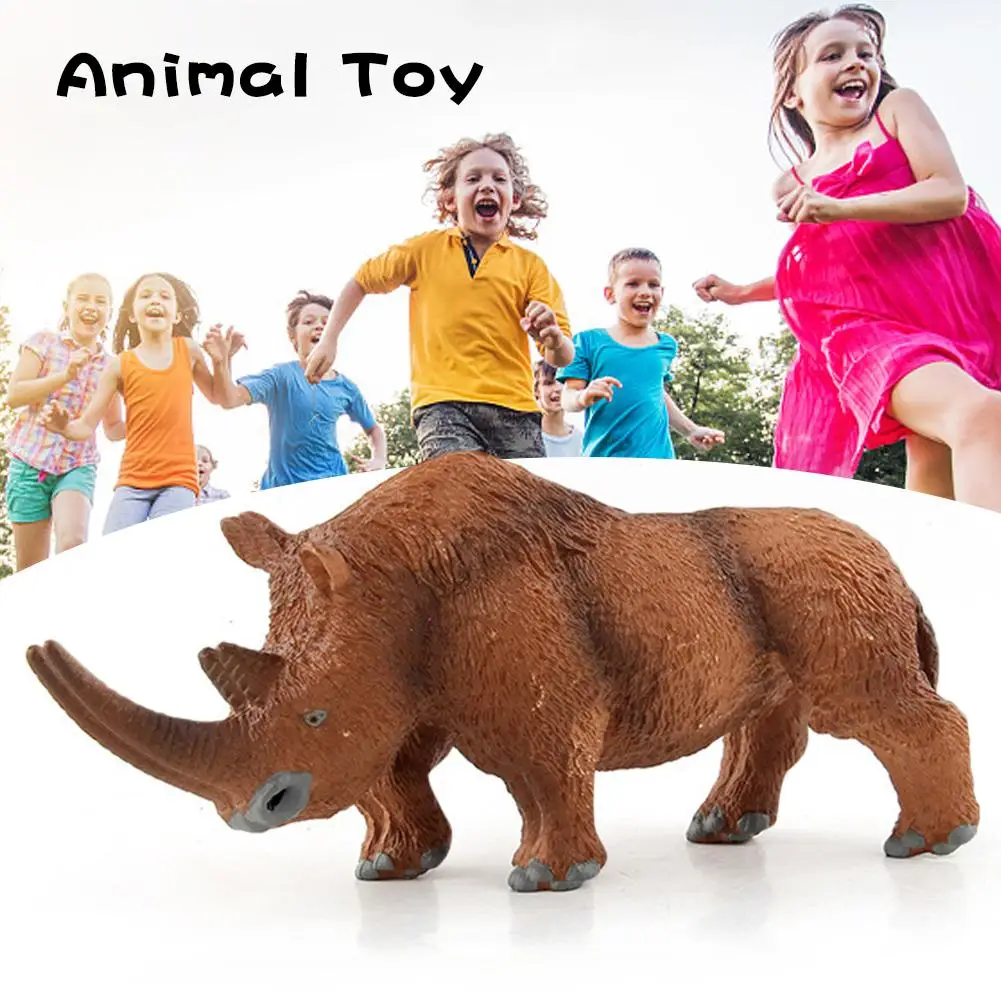 Шерстяная Фигурка Носорога, игрушка в виде животного, безопасная модель носорога Coelodonta, Коллекционная модель, детский подарок, детские развивающие игрушки