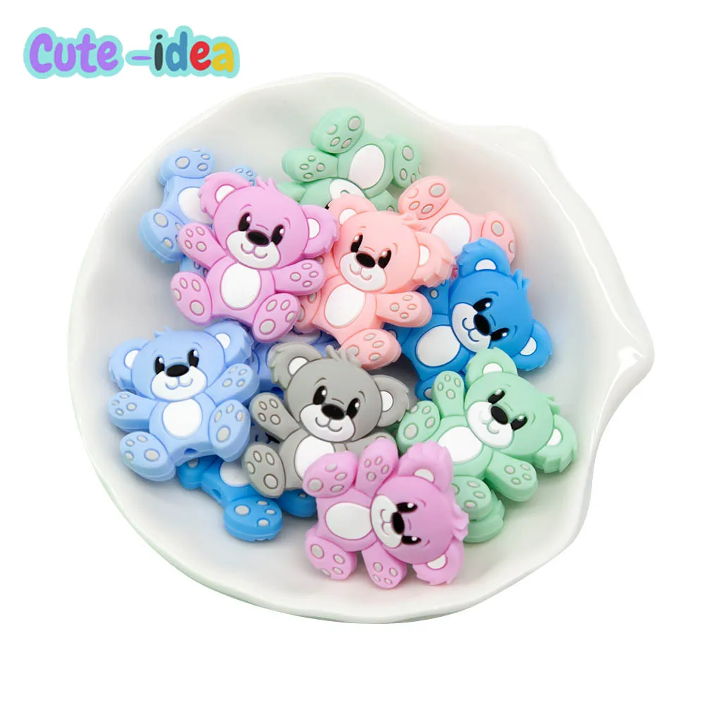 

Cute-Idea 10PCs MIni Bear Beads Teether Pacifier Bracelet Accessories Chain Toddle BPA Free Chewable Teething Soft Baby Product