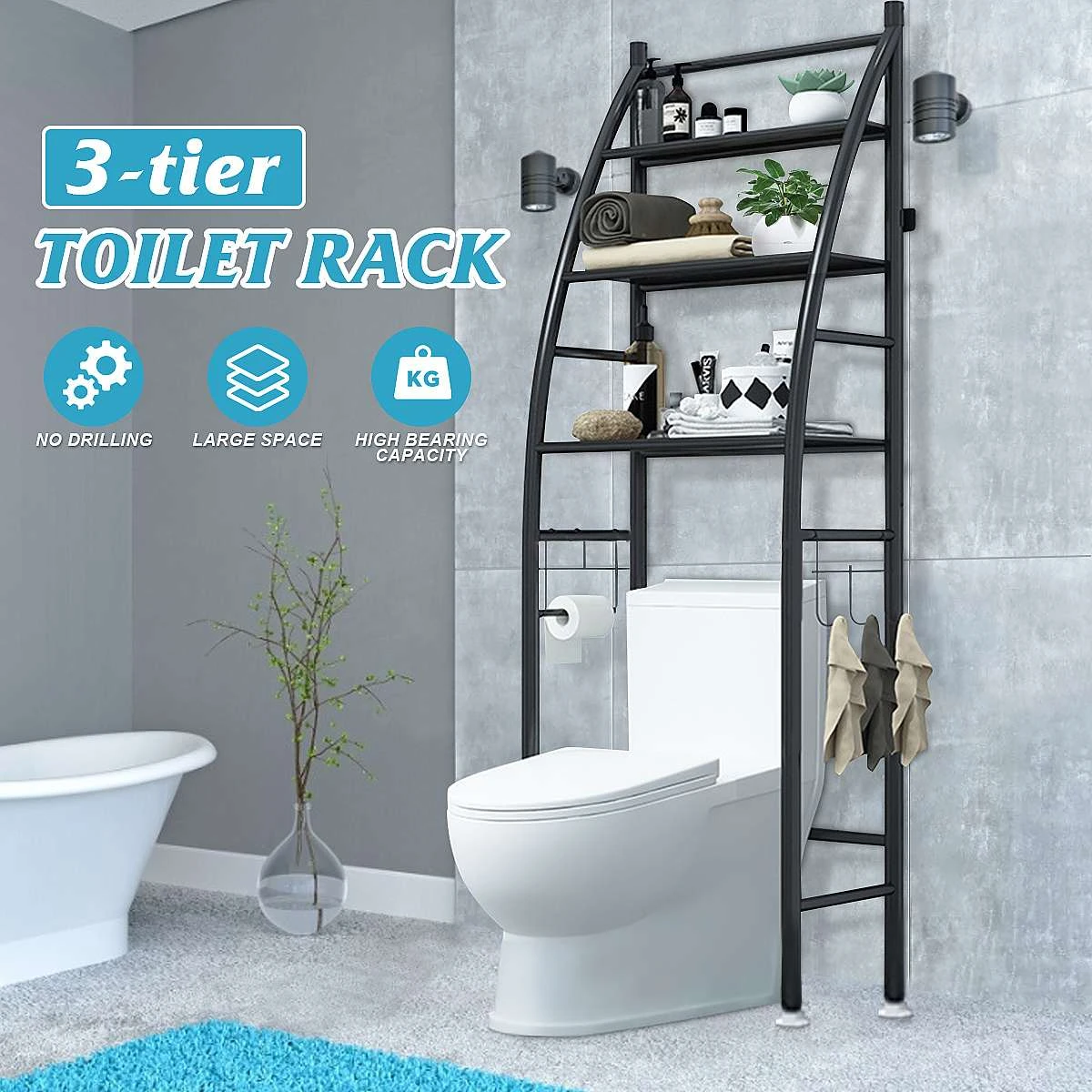 Afrika Gaan Toepassen Zwart/Wit Metalen Wc Handdoek Opbergrek 3 Tier Wc Kast Rekken Rek Badkamer  Ruimte Besparen Plank Organisator houder|Badkamer Schappen| - AliExpress