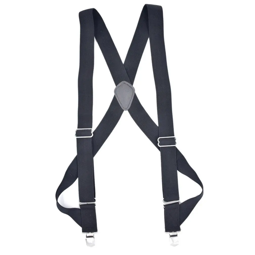 

Men's outdoor work strap Polyester silk with rubber band Two clips Adult monochrome casual pants suspenders 1 Piece
