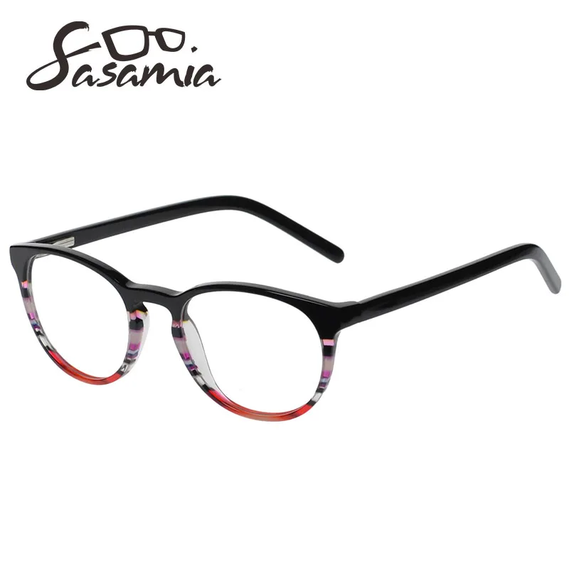 SASAMIA ацетат оптические очки оправа для женщин ретро круглые очки по рецепту круг близорукость очки Женские оправы для очков - Цвет оправы: WD3088C1
