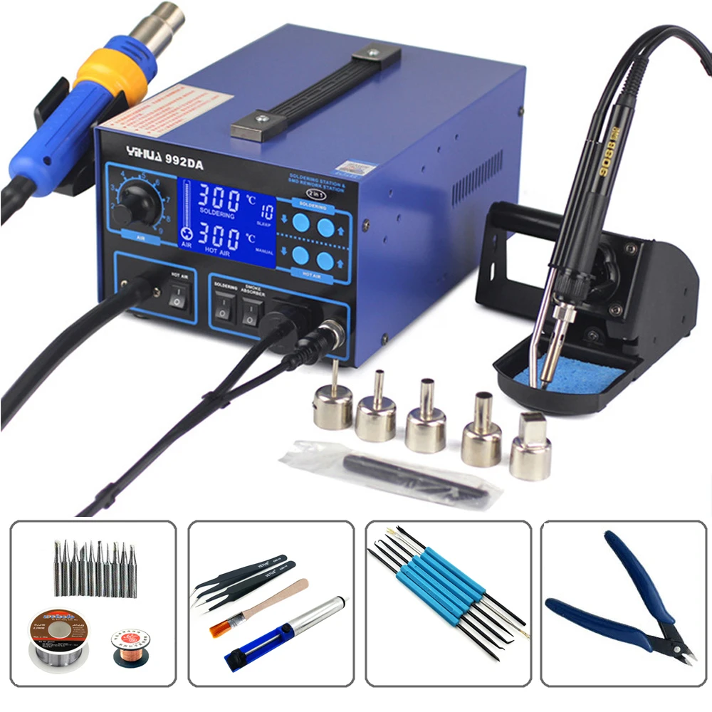 YIHUA-992DA-3-In-1-110V-220V-Hot-Air-Rework-Soldering-Iron-Station-LCD-Digital-Display