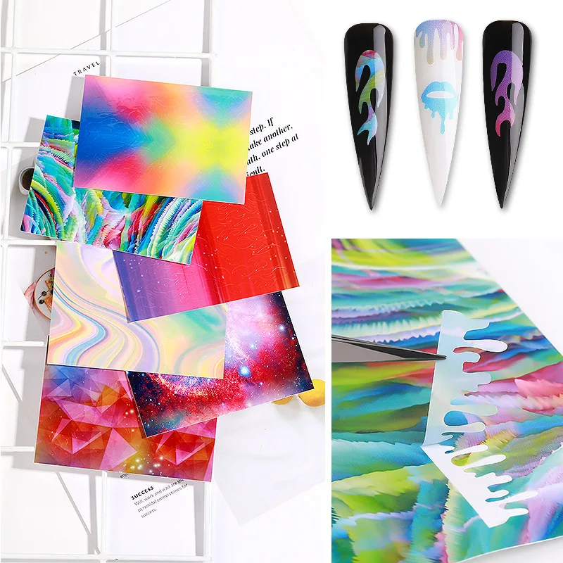 

FlorVida Colorful Fire Stickers for Nail 6pcs/set Halloween Style Lips Nail Art Sticker Halloween Nails Decals