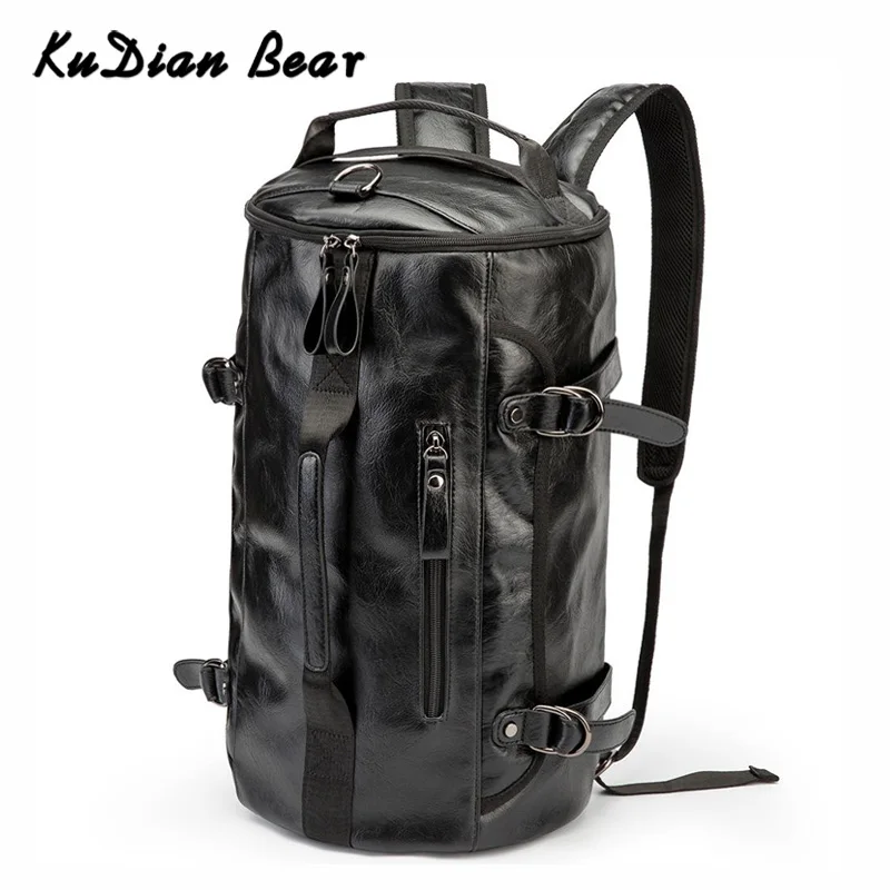 

KUDIAN BEAR PU Leather Men Backpack Travel Shoulder Crossbody Bag Waterproof Large Capacity Basketball Bags Rugzak BIG048 PM49