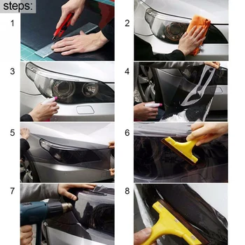 

1 Roll Car Headlight Protective Film Bumper Hood Paint Protection Vinyl Wrap Scratch Resistant Useful Accessory Different Sizes