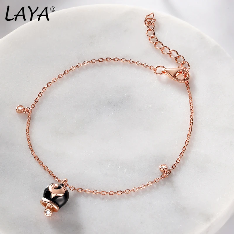 Laya Silver Bracelet For Women Pure 925 Sterling Silver Shiny White Cubic Zirconia Fine Jewelry Handmade Enamel 2021 Trend 3