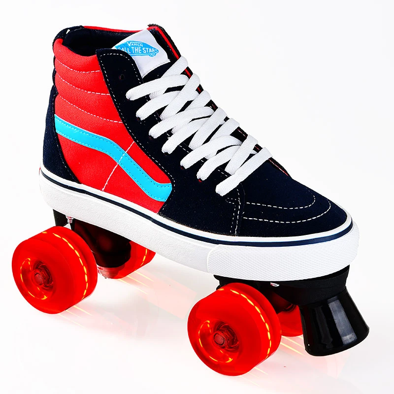 Women Men Canvas Roller Skates PU Rubber Double Row Roller Skates Youth Kids DHL 