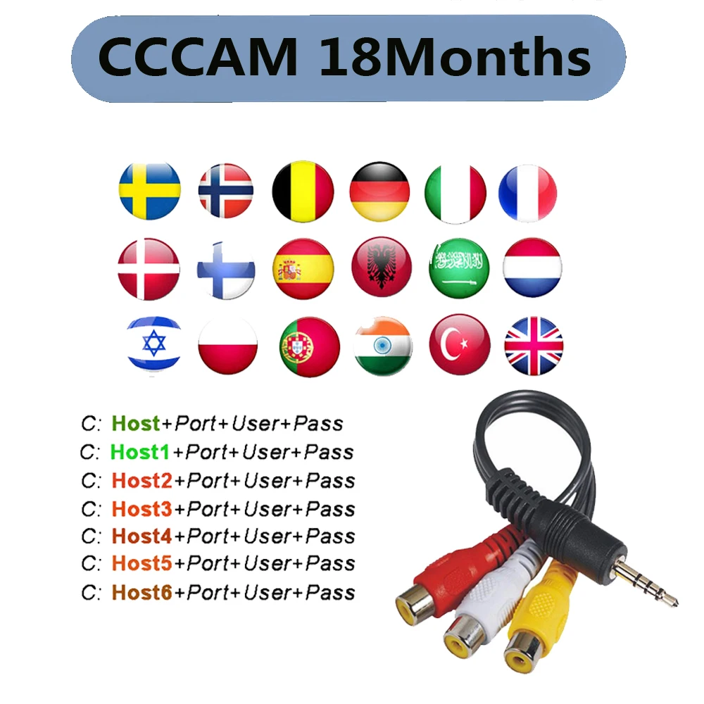 1 год Европейский Cccams каналы DVB-S/S2 спутниковый 5 cline 7 линий срок действия USB wifi спутниковый ТВ приемник