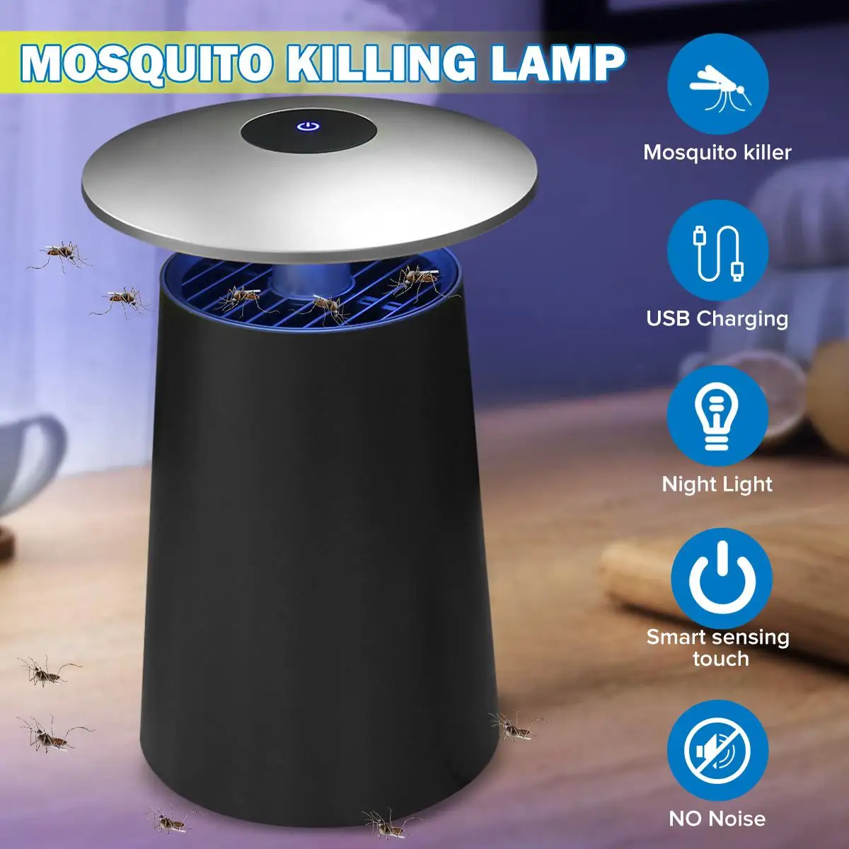 

AUGIENB Smart Touch USB Lights Mosquito Killer Lamps LED Electric UV Light Trap Killing Repeller Anti Mosquito Housefly Insect
