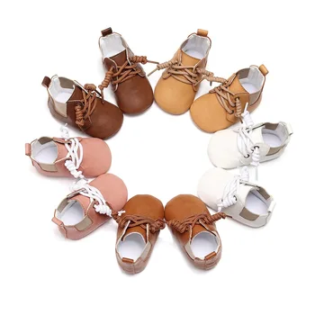 

2020 Autumn New Pu Lace-up British Style Short Boots Baby Short Boots Soft Sole First Walkers