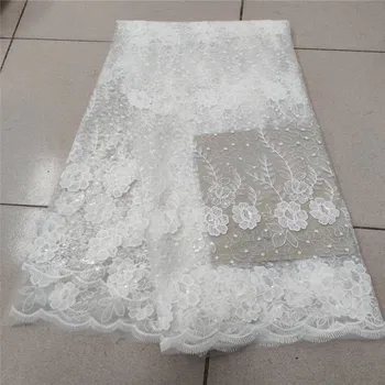 

Latest Nigerian Tulle Lace white French Net sequins Lace Fabric For Nigerian Wedding Embroidery African sequins Lace Fabric