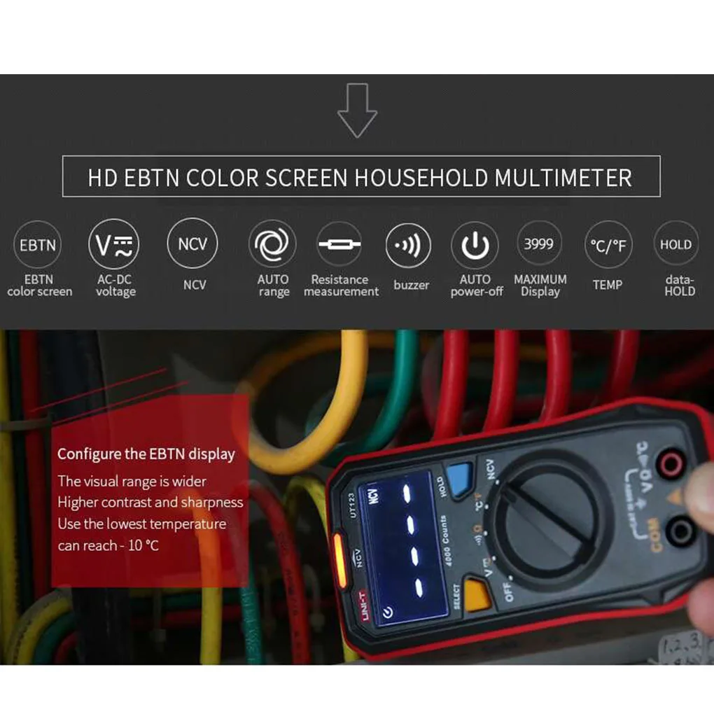 UNI-T UT123 Residential Multimeter HD ENTB Color Screen AC/DC Current Voltage Tester Battery Detection Tool