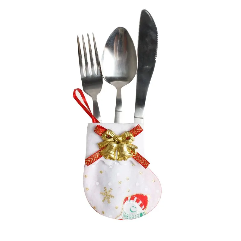 Рождественские карманные вилка, нож, столовые приборы держатель сумка Санта шляпа олень Xtmas новогодние вечерние украшения стола