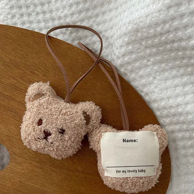 1-5Pcs Cute Cartoon Plush Bear Head Keychain Pompom Car Key Ring Women Girl Bag Pendant Key Chains Jewelry 7x18cm 4