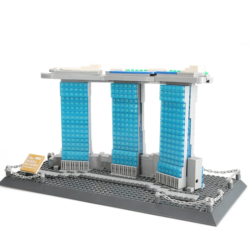 

Wange Children'S Educational DIY Toy Small Particles Building Blocks Famous Architecture Series Singapore Rocher Hotel 4217