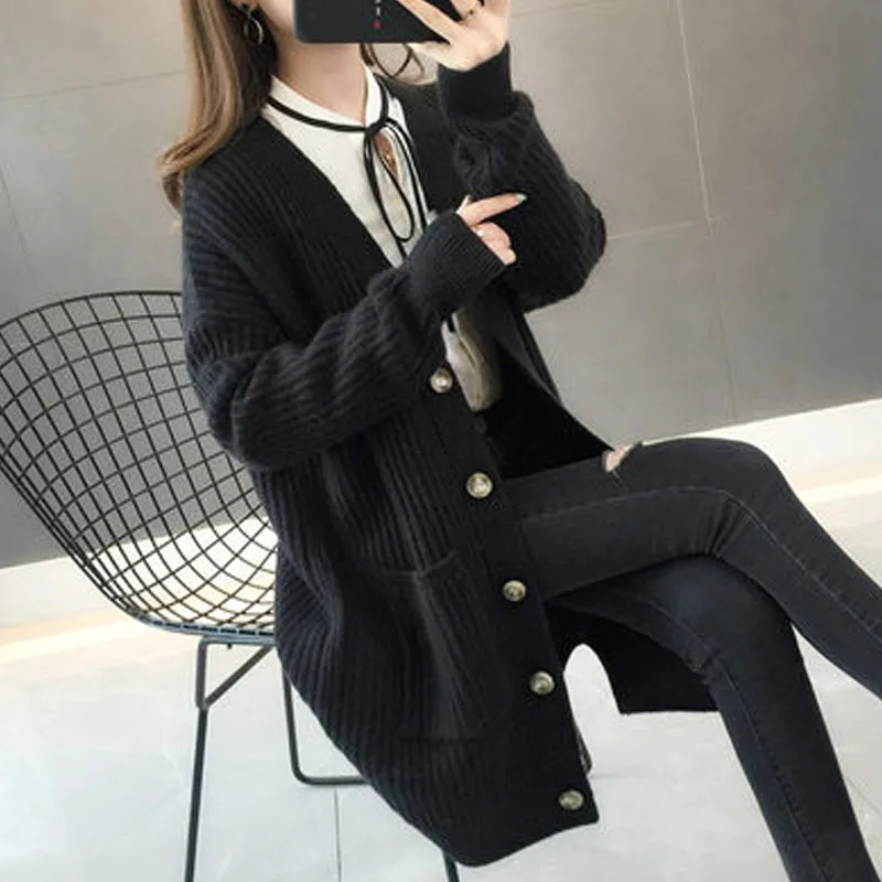 Autumn/winter Fashion Women Cardigans Long Sleeve Button Sweater Women Casual Solid Long Women Cardigan 5784 50