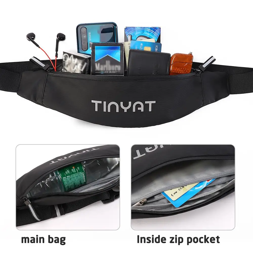 TINYAT Men Male Waist Bag pack Purse Casual Large Phone Belt Bag Pouch Canvas Travel Phone Fanny Banana Hip 5 Pockets