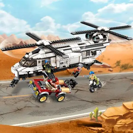 

Genuine ENLIGHTEN 3208 650Pcs Military World War Double Paddle Helicopter Building Block Compatible with Toys For Children