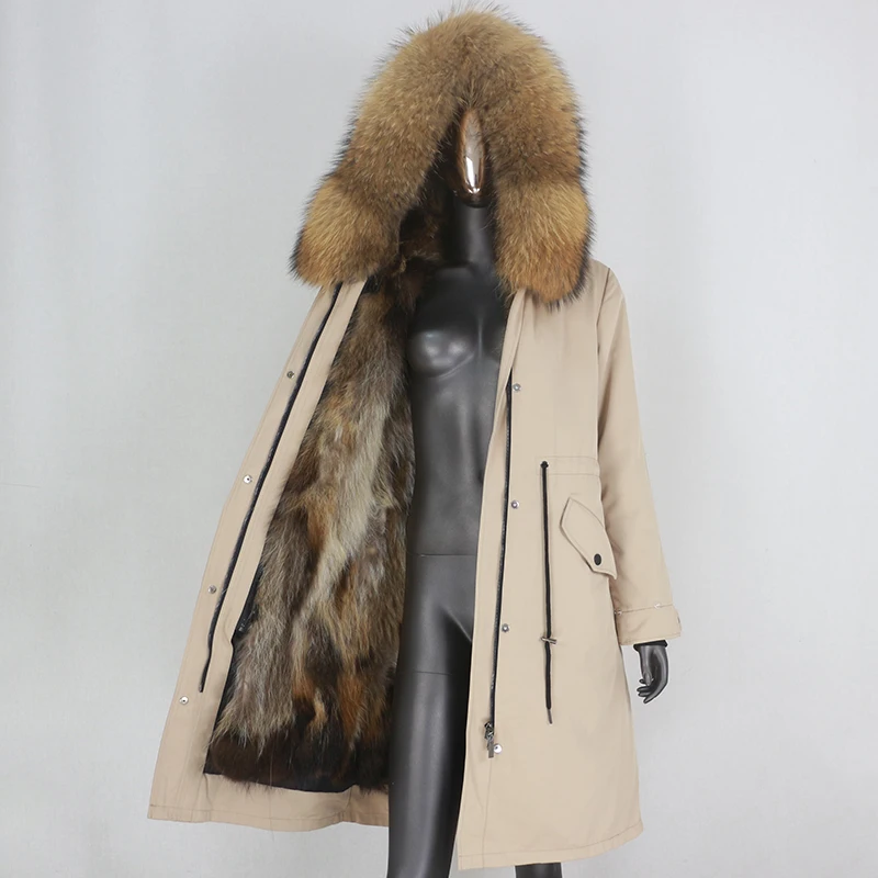 BLUENESSFAIR-Chaqueta de invierno Parka impermeable para mujer, capucha de piel de mapache Natural, forro de piel de zorro Real, ropa de calle desmontable, 2020