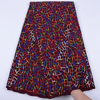 

New Style French Mesh Lace Fabrics Flannelette African Tulle Laces With Sequins For Wedding Dress F1693