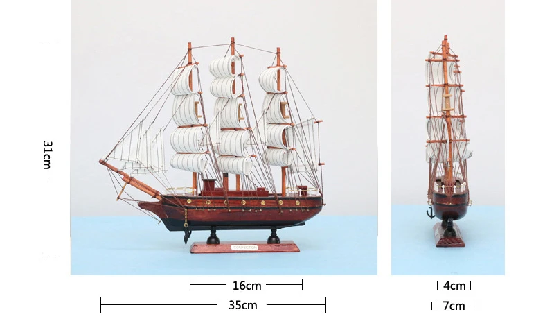Деревянные Ремесла Средиземноморский стиль парусная лодка Статуэтка украшения корабль миниатюрный винтажный декор для лодки украшение для дома и офиса подарки