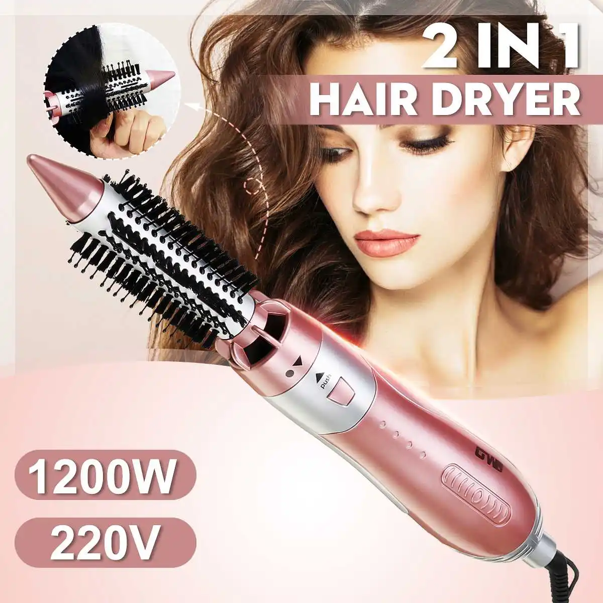 

2 IN 1 Handle Hair Dryer 1200W Hot Air Comb Hair Dryer Straight Hair & Curls Styling Tool Set Comb