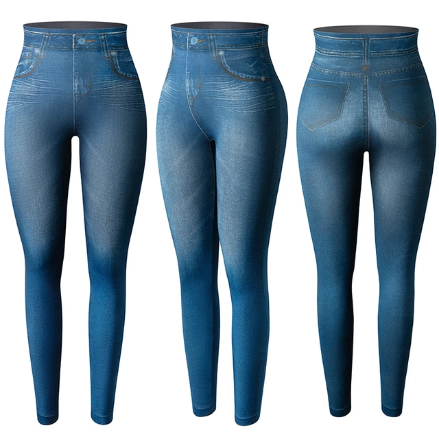 Women Jeggings Faux Denim Jeans 