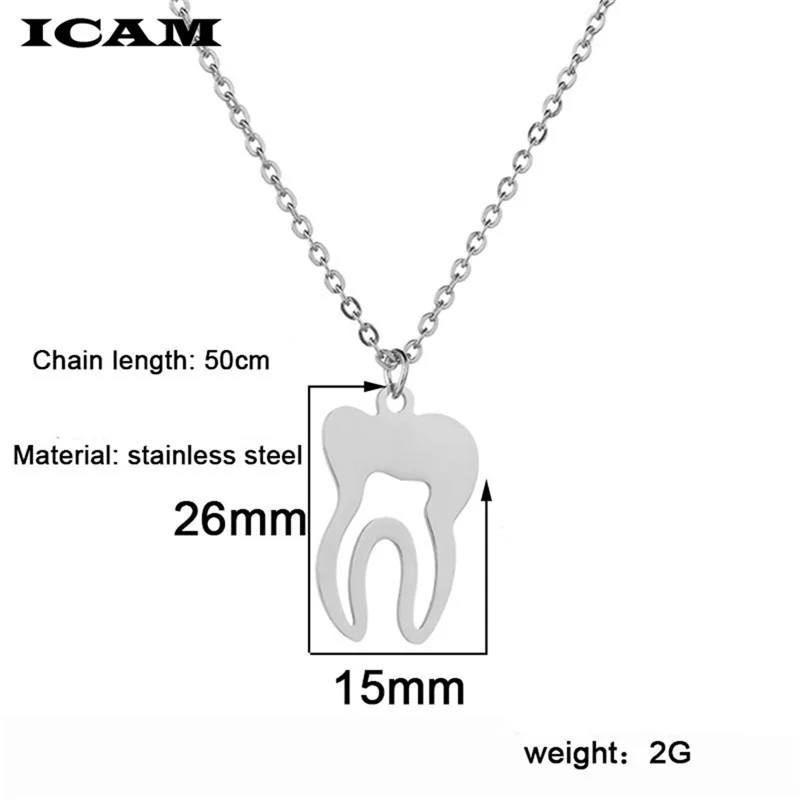 ICAM, ожерелья для дантиста, подвеска, крошечные зубы, золото, панк, цепочка для ошейника, ожерелья для женщин, мужчин, доктор, ювелирное изделие, подарок