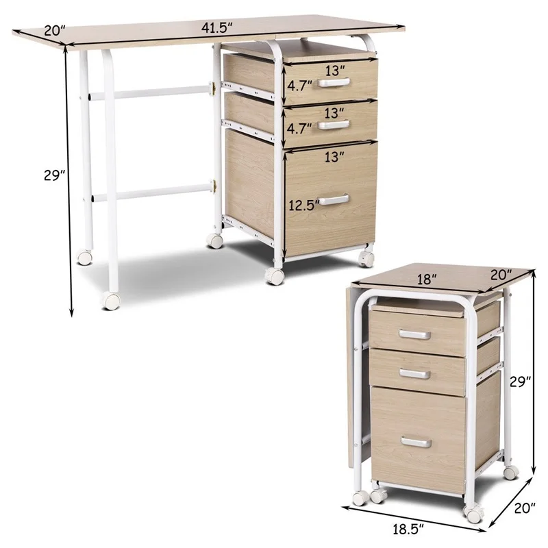 Folding Computer Laptop Desk Wheeled Home Office Furniture Brown Natural Space-saving Folding Home Office Computer Desk HW58649 Folding Computer Laptop Desk Wheeled Home Office Furniture Brown Natural Space-saving Folding Home Office Computer Desk HW58649
