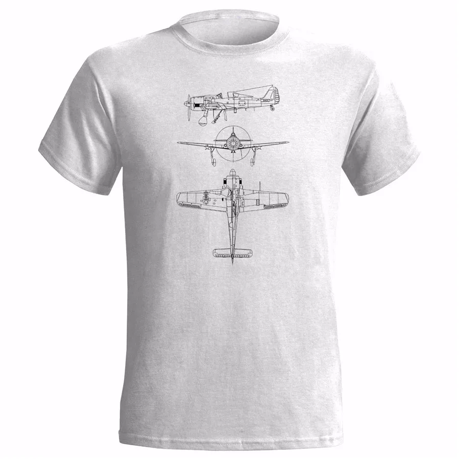 

Focke Wulf Fw 190 Tech Drawing Mens T Shirt Plane Aircraft Airplane Fighter War Funny Design Tee Shirt