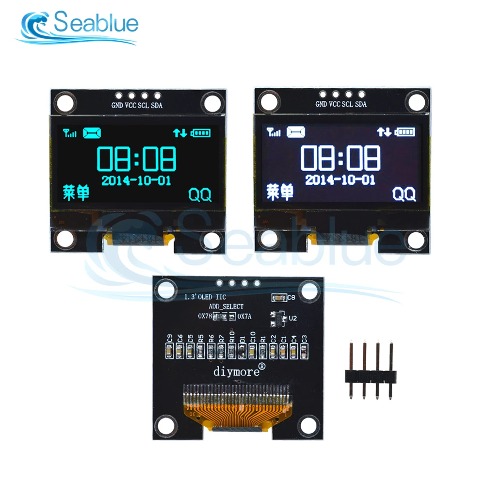 1.3-дюймовый O светодиодный модуль белый/синий IIC I2C цвет связи 128X64 1 3