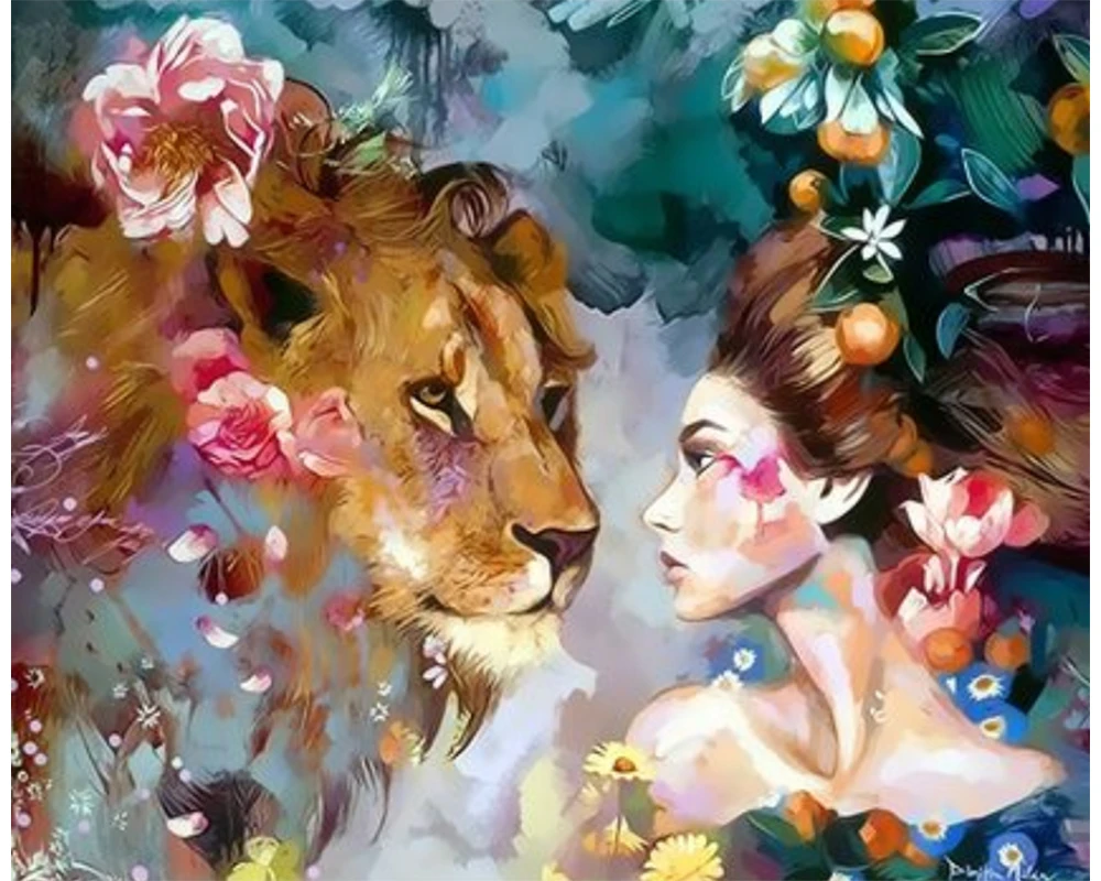 

DIY Painting By Numbers Kit Beauty and the beast Use Acrylic Wall Art Decor Special Gift Painting On Canvas