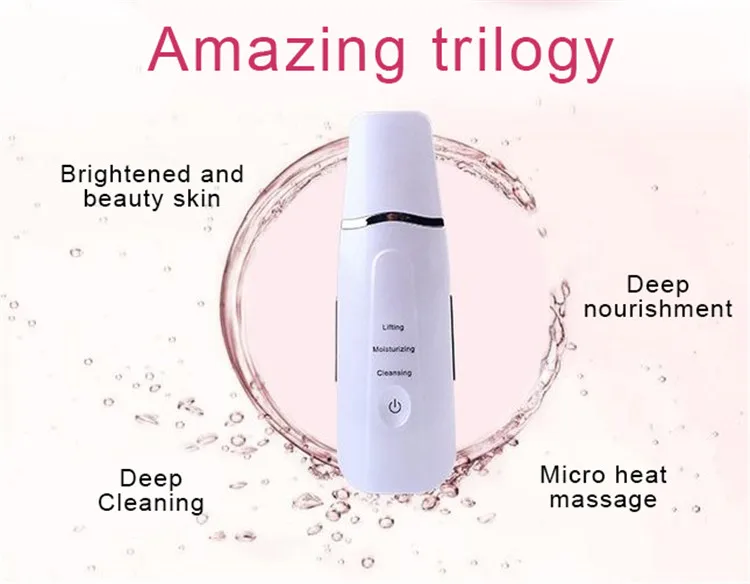 Ultrasonic Skin Scrubber Iontophoresis Ultrasonic Face Cleaning Mild EMS Cuticle Removal Water Molecule Atomization Scraper