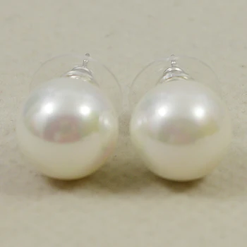 

Terisa Unique Round Pearl Stud Earring S925 Sterling Silvers White South Sea Shell Pearl 12mm Earring Elegant Jewelry For Woman