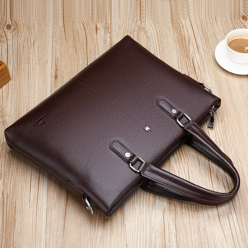 

Men New Style Business Pure Color Handbag Office Computer Messenger Bag Business Trip Shoulder Bag