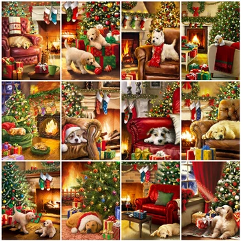 

Evershine 5D Christmas Diamond Painting Kit Full Square Diamond Embroidery Dog Cross Stitch Animal Mosaic Home Decoration