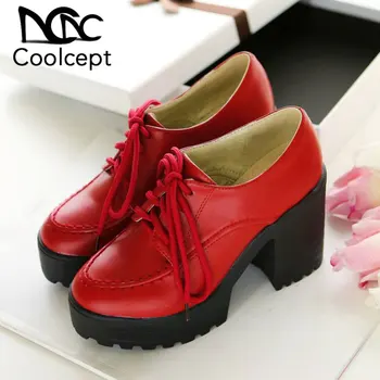 

Coolcept Fashion Pumps Shoes For Ladies Designer Platform Thick High Heels Shoes Women Stylish Cross Strap Footwear Size 34-42