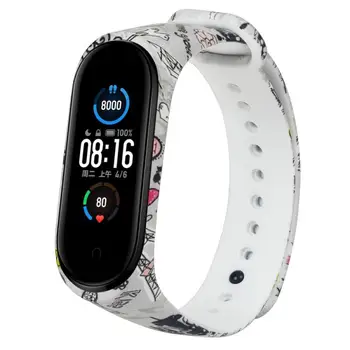 

10 patterns art design silicone sports smart watch strap for Xiaomi 5 Mi Band 5 for girls boys mood bracelets fashion All-match