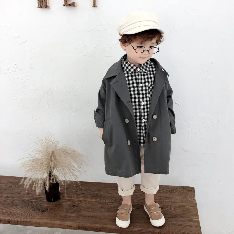 

XINI MOMMY 2020 Spring Autumn Mid-length trench coat Fashion boys coat Cotton boys jacket Full toddler boy jacket Y215