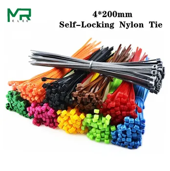 

100/Lot 4*200mm width 3.3mm Colorful Factory Standard Self-locking Plastic Nylon Cable Ties,Wire Zip Tie 4x200