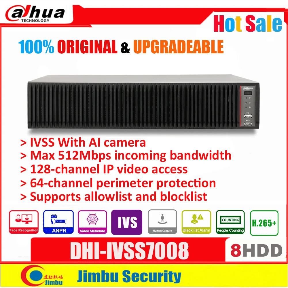 Интеллектуальная система видеонаблюдения Dahua WizMind 2U 8HDD Серверная IVSS7008 128CH NVR для