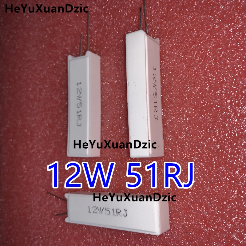 

2Pcs/ lot 12W51RJ 12W51R 12W51ohm 12W 51R 51 Ohm Vertical cement resistance Ceramic resistor 5% Power resistance