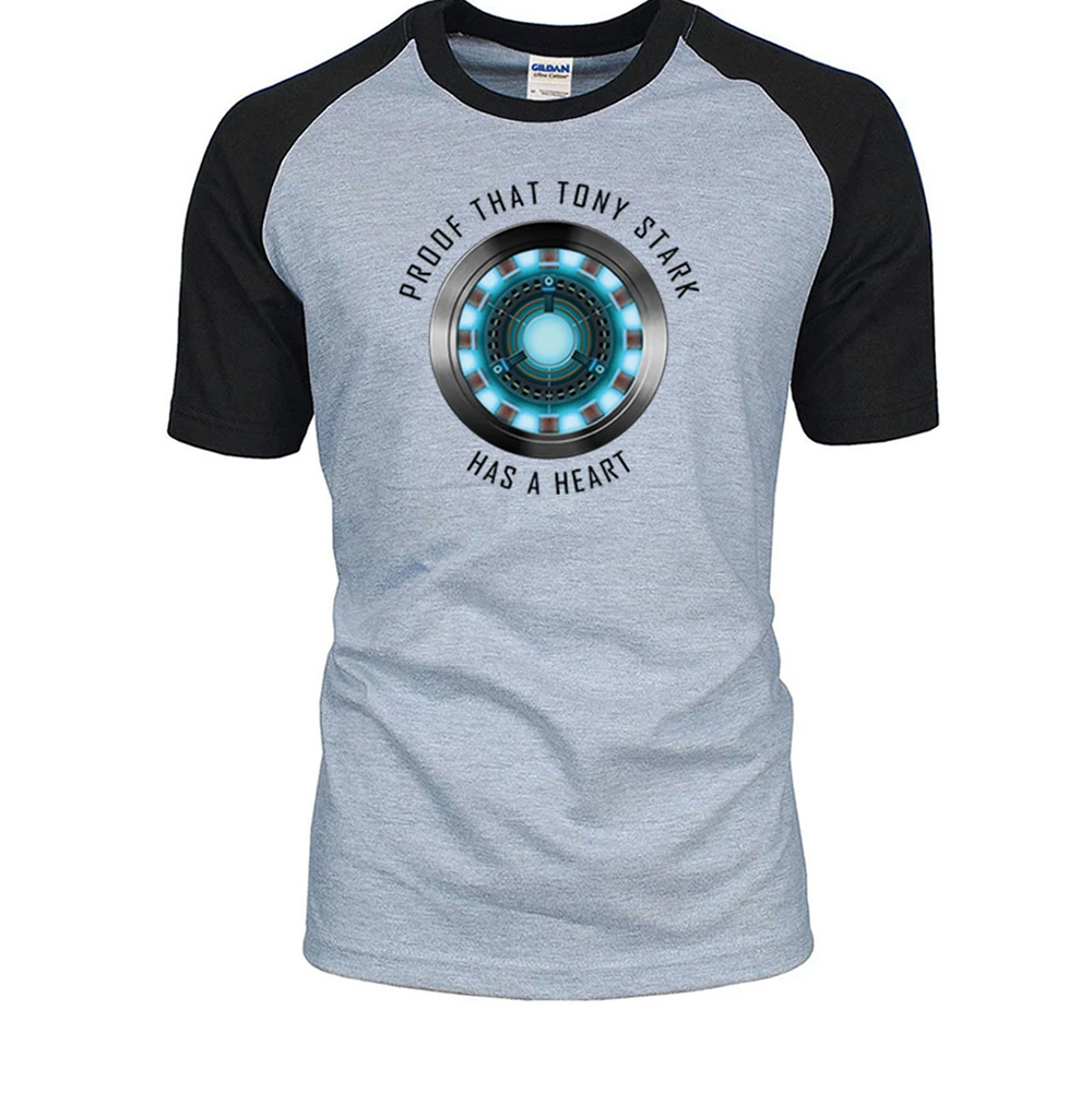 Proof That Tony Stark Has A Heart Raglan T Shirt Iron Man Arc Reactor Super  Hero Tops Tees Mens Cotton Harajuku Short Sleeve|T-Shirts| - AliExpress