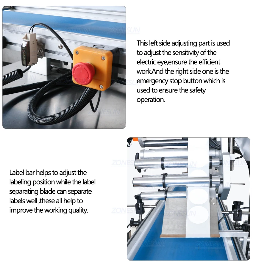ZONESUN Máquina Automática de Rotulagem de Superfície Plana com Transportador