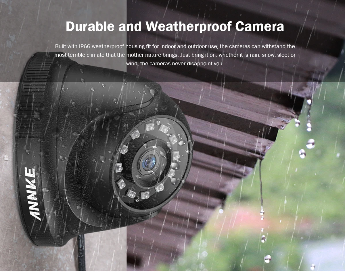ANNKE 1080P CCTV камера DVR система 8 шт Водонепроницаемая 2.0MP HD-TVI черная купольная камера s домашний комплект видеонаблюдения Обнаружение движения