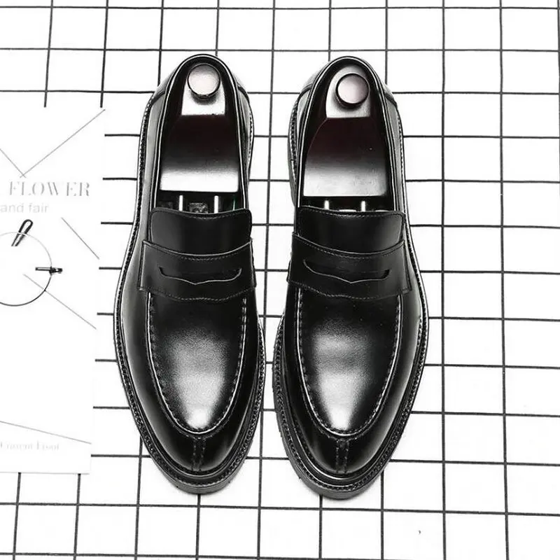 Big Size New Fashion Men Black Business Formal Dress Shoes loafers Men Wedding Shoes Leather Oxfords Pointed Toe Shoes A21-49Z