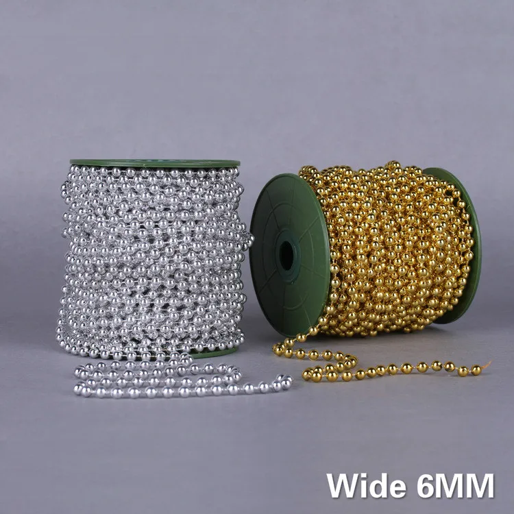

6MM Wide Cotton Thread Link Beads Golden Silver Glitter Beaded Lace Ribbon DIY Crafts Garment Accessories Christmas Decorations