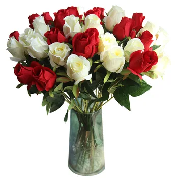 

5PCS Long Branch Rose Home Soft Decoration Wedding Boquet Holder Road Flower Wall Artificial Flower