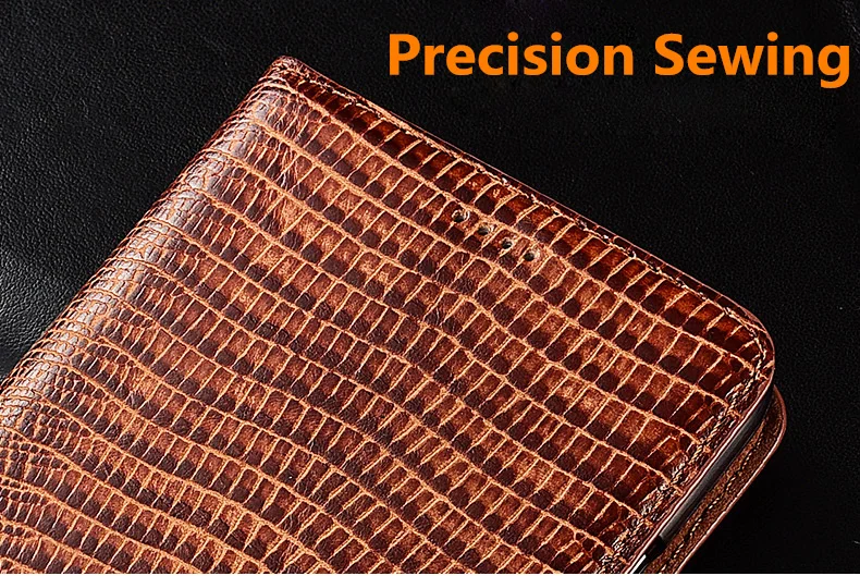 Big Discount CqgAp High end lizard pattern natural leather case card slot holder for Xiaomi Redmi Note 8 Pro/Redmi Note 8 magnetic phone case funda